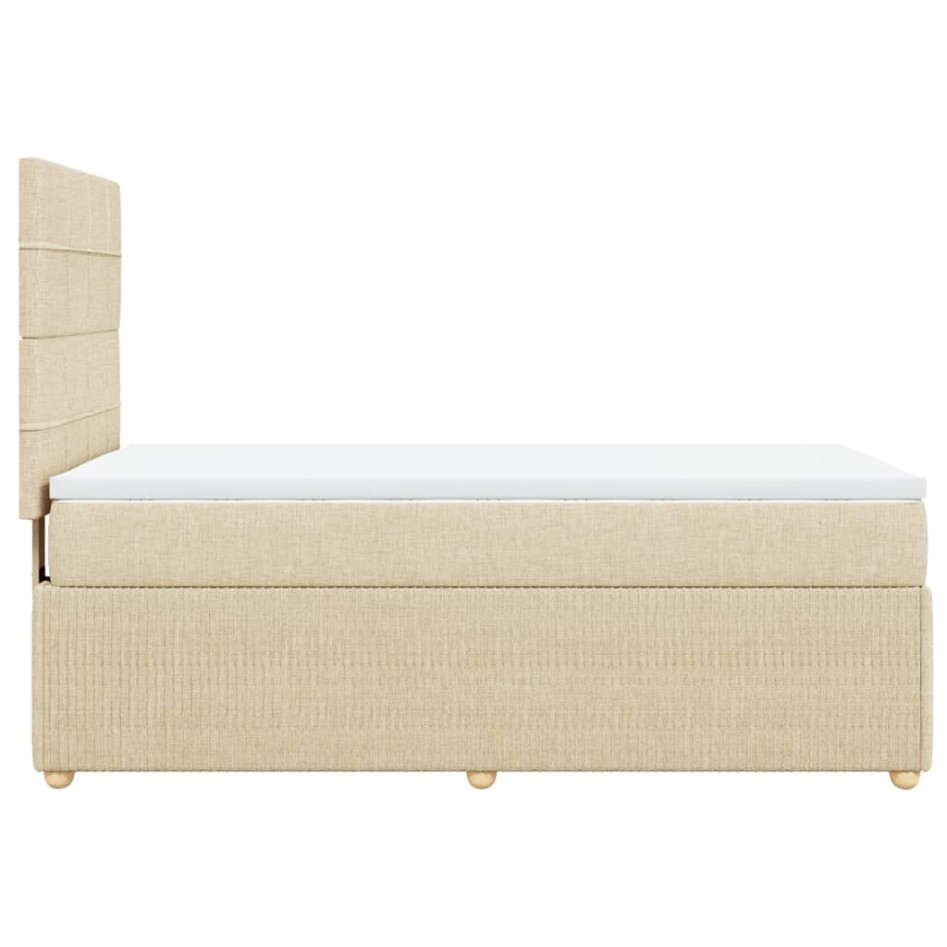 Cama box spring con colchón tela color crema 90x190