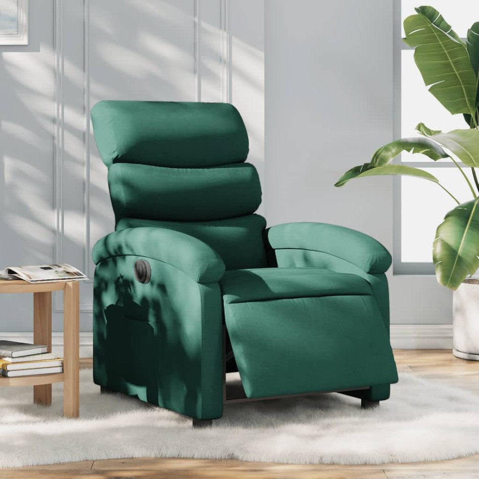Sillón reclinable eléctrico tela verde
