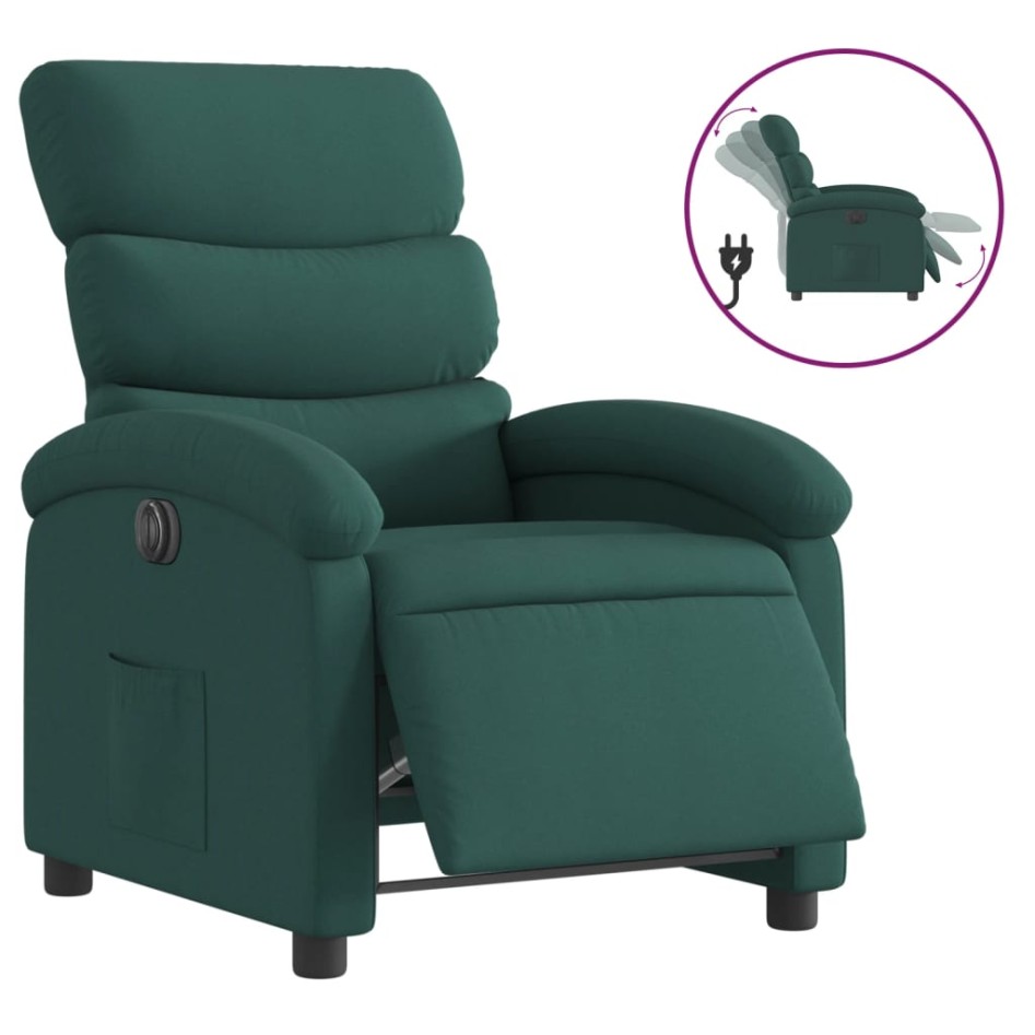 Sillón reclinable eléctrico tela verde