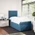 Cama box spring con colchón terciopelo azul oscuro 80x200