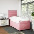 Cama box spring con colchón terciopelo rosa 90x200