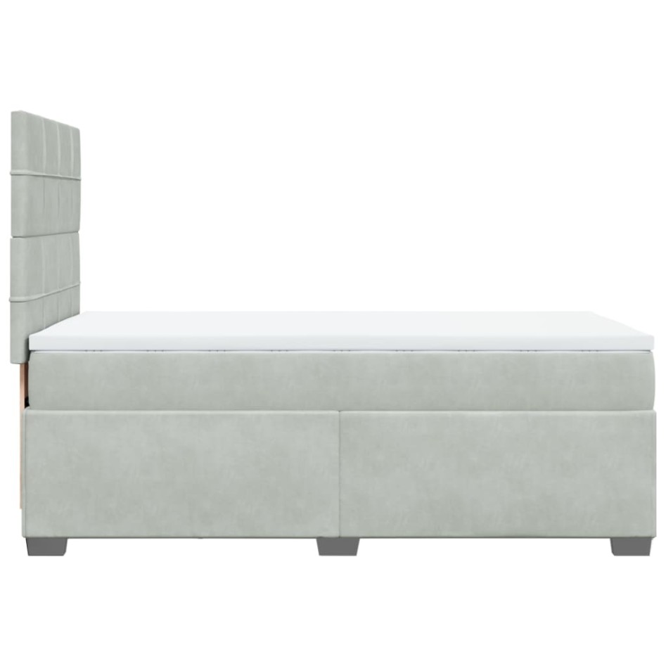 Cama box spring con colchón terciopelo gris claro 100x200