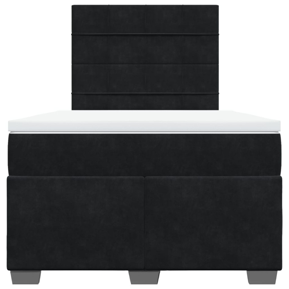 Cama box spring con colchón terciopelo negro 120x190