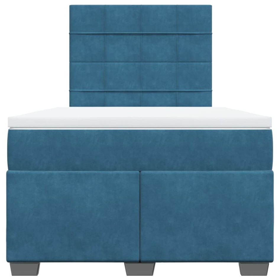 Cama box spring con colchón terciopelo azul 120x190