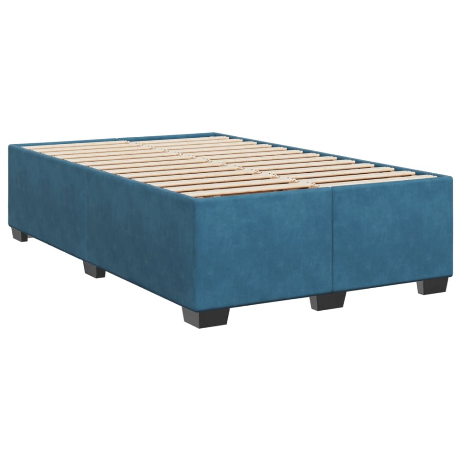 Cama box spring con colchón terciopelo azul 120x190