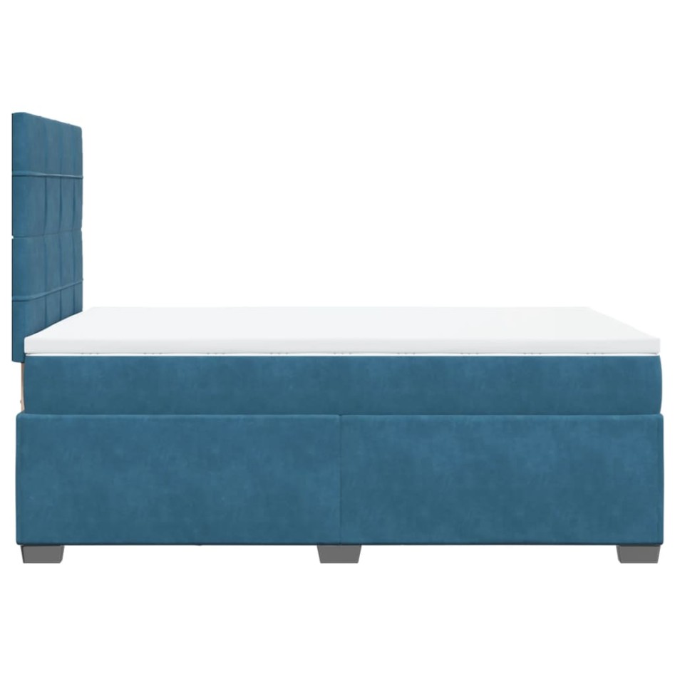 Cama box spring con colchón terciopelo azul 120x190