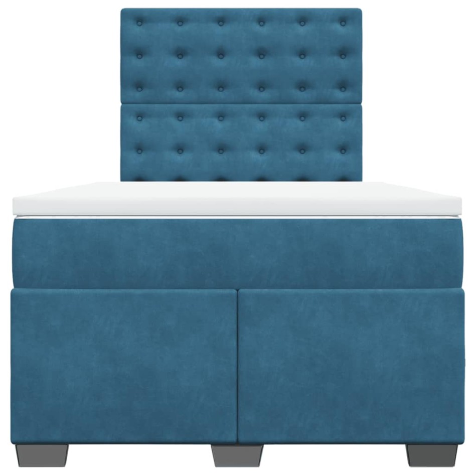 Cama box spring con colchón terciopelo azul 120x190