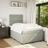 Cama box spring con colchón terciopelo gris claro 120x200