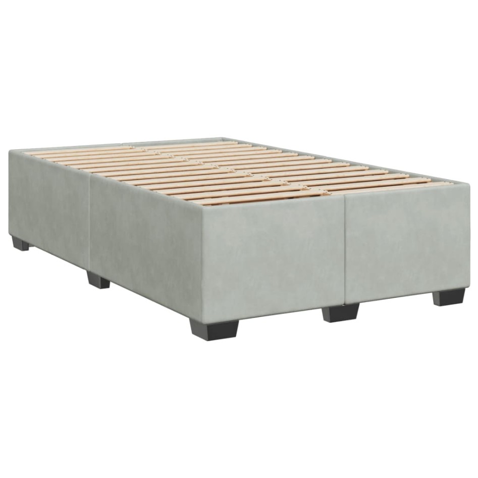 Cama box spring con colchón terciopelo gris claro 120x200