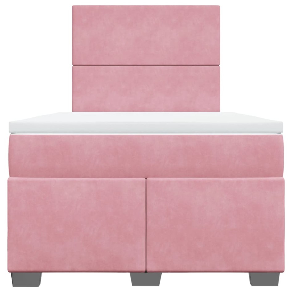 Cama box spring con colchón terciopelo rosa 120x200