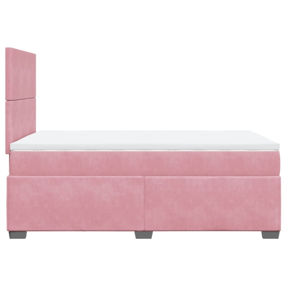 Cama box spring con colchón terciopelo rosa 120x200