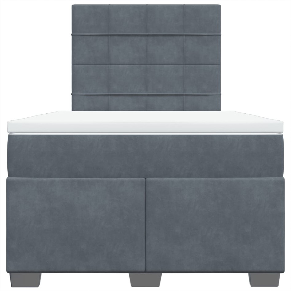 Cama box spring con colchón terciopelo gris oscuro 120x200