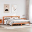 Estructura cama con cabecero madera pino marrón cera 200x200 cm