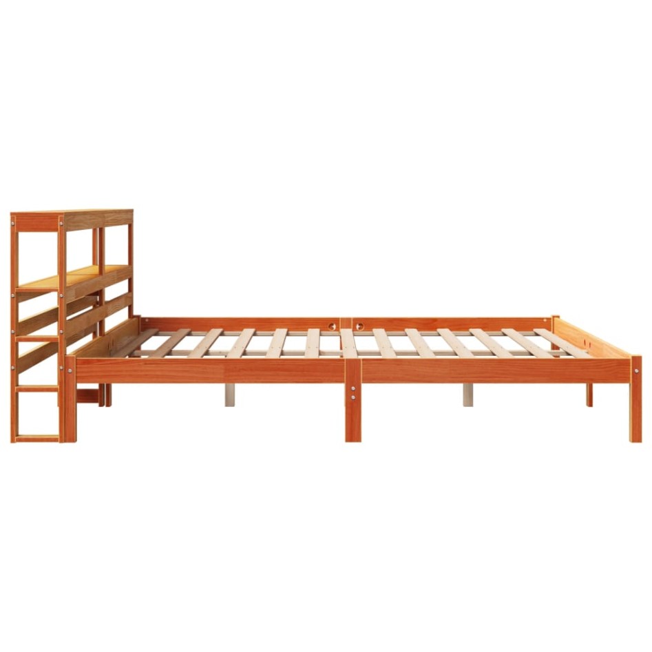 Estructura cama con cabecero madera pino marrón cera 200x200