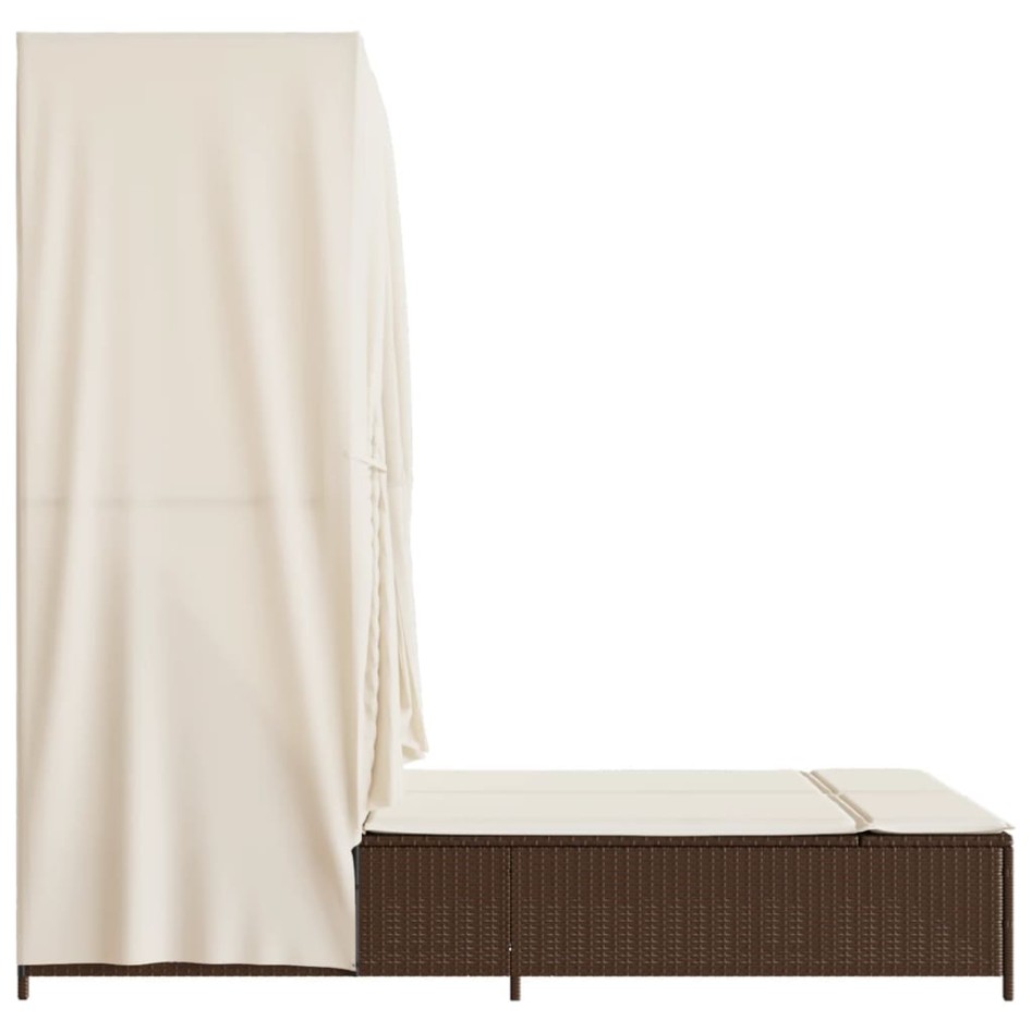 Tumbona doble con techo y cortinas ratán sintético