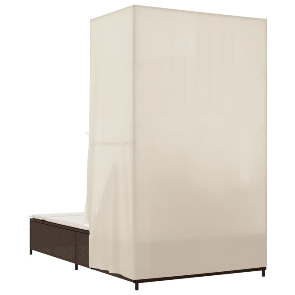 Tumbona doble con techo y cortinas ratán sintético