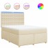 Cama box spring con colchón tela color crema 140x200