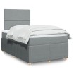 Cama box spring con colchón tela gris claro 120x200 cm