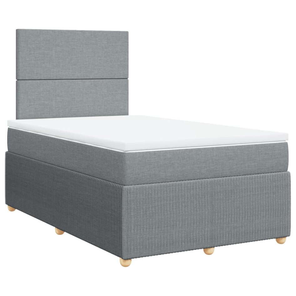 Cama box spring con colchón tela gris claro 120x200