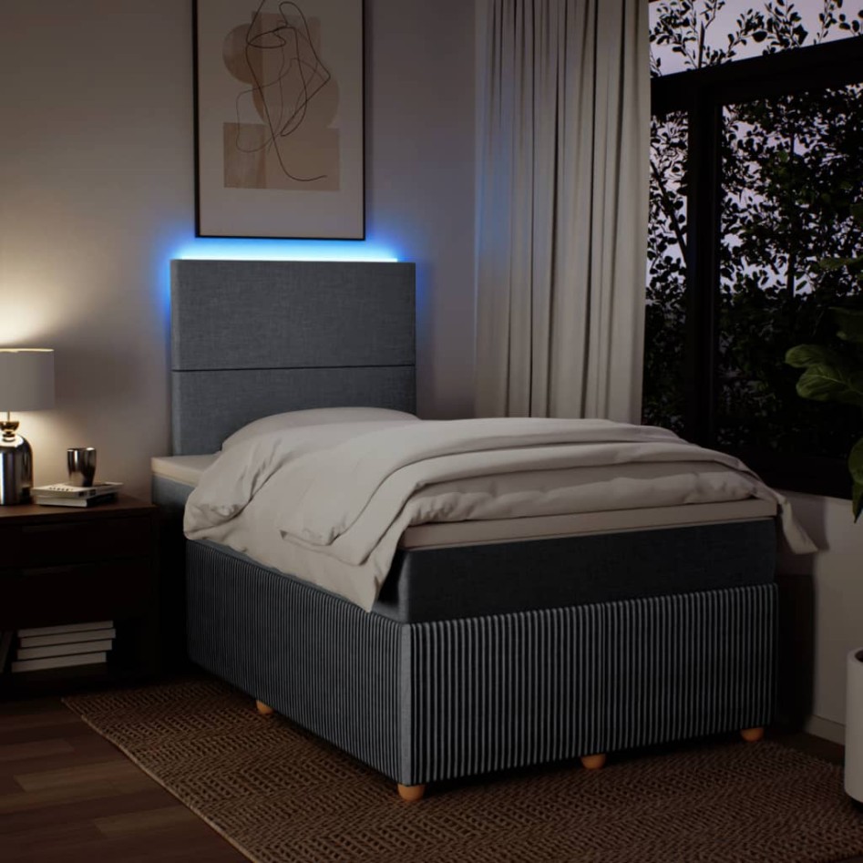 Cama box spring con colchón tela gris claro 120x200