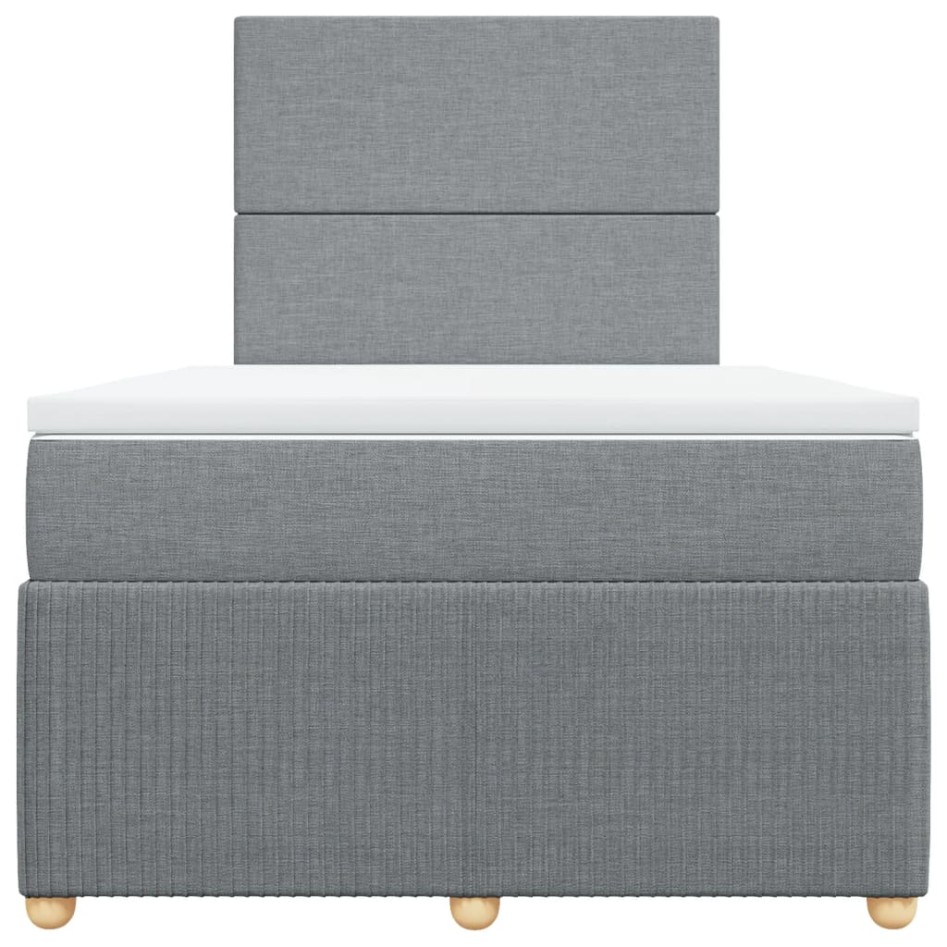 Cama box spring con colchón tela gris claro 120x200