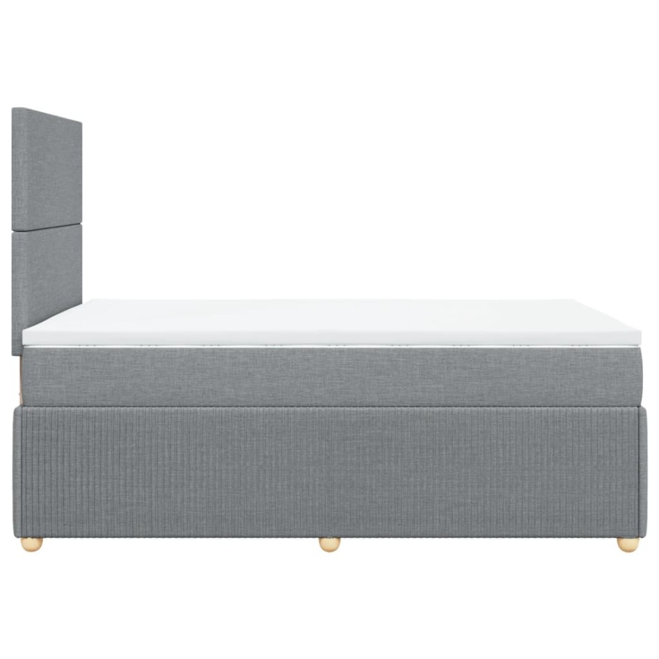 Cama box spring con colchón tela gris claro 120x200