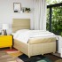 Cama box spring con colchón tela color crema 120x200