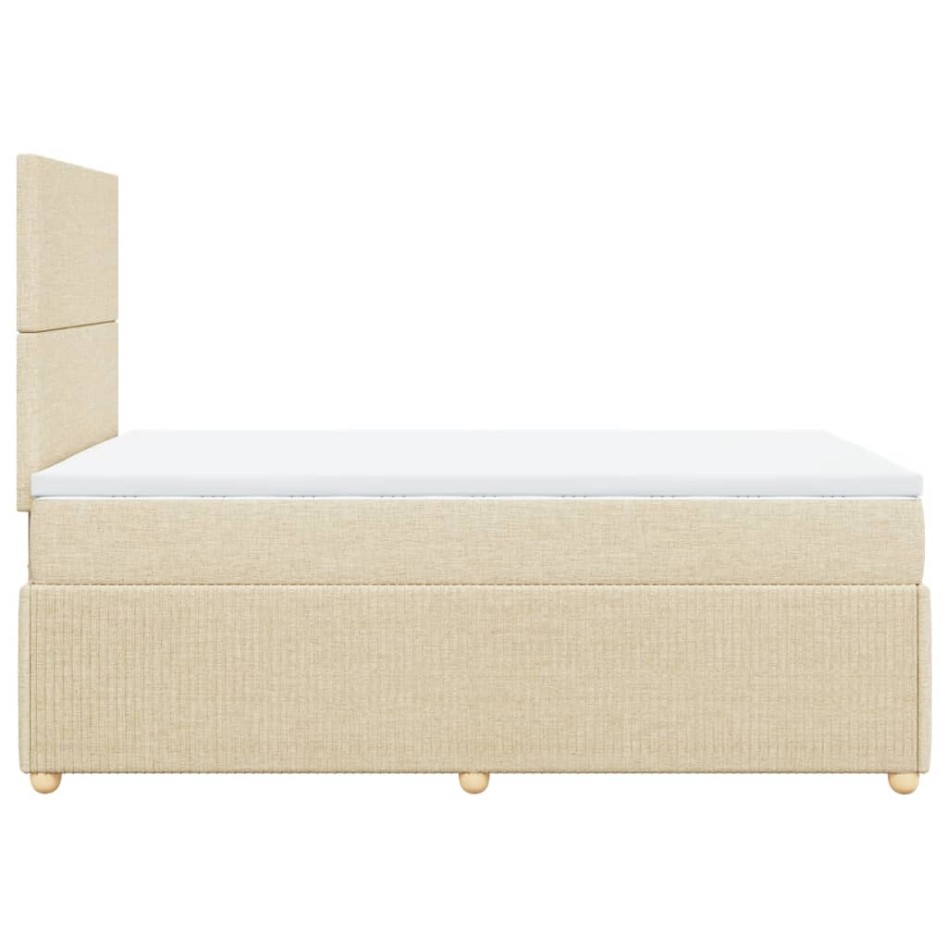 Cama box spring con colchón tela color crema 120x200