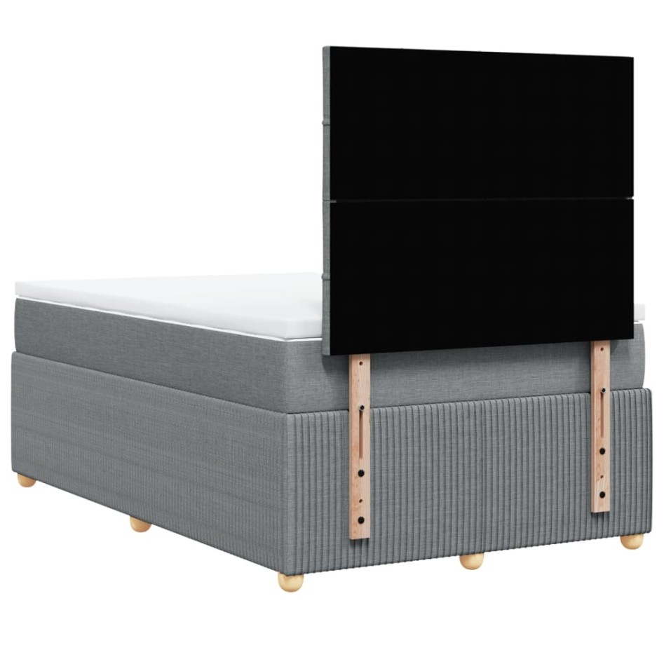 Cama box spring con colchón tela gris claro 120x200