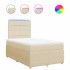 Cama box spring con colchón tela color crema 120x200