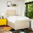 Cama box spring con colchón tela color crema 120x200