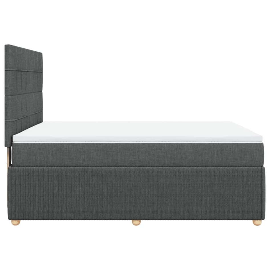 Cama box spring con colchón tela gris oscuro 140x200