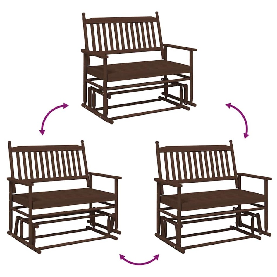 Banco deslizante madera maciza de álamo marrón 118x70x104,5