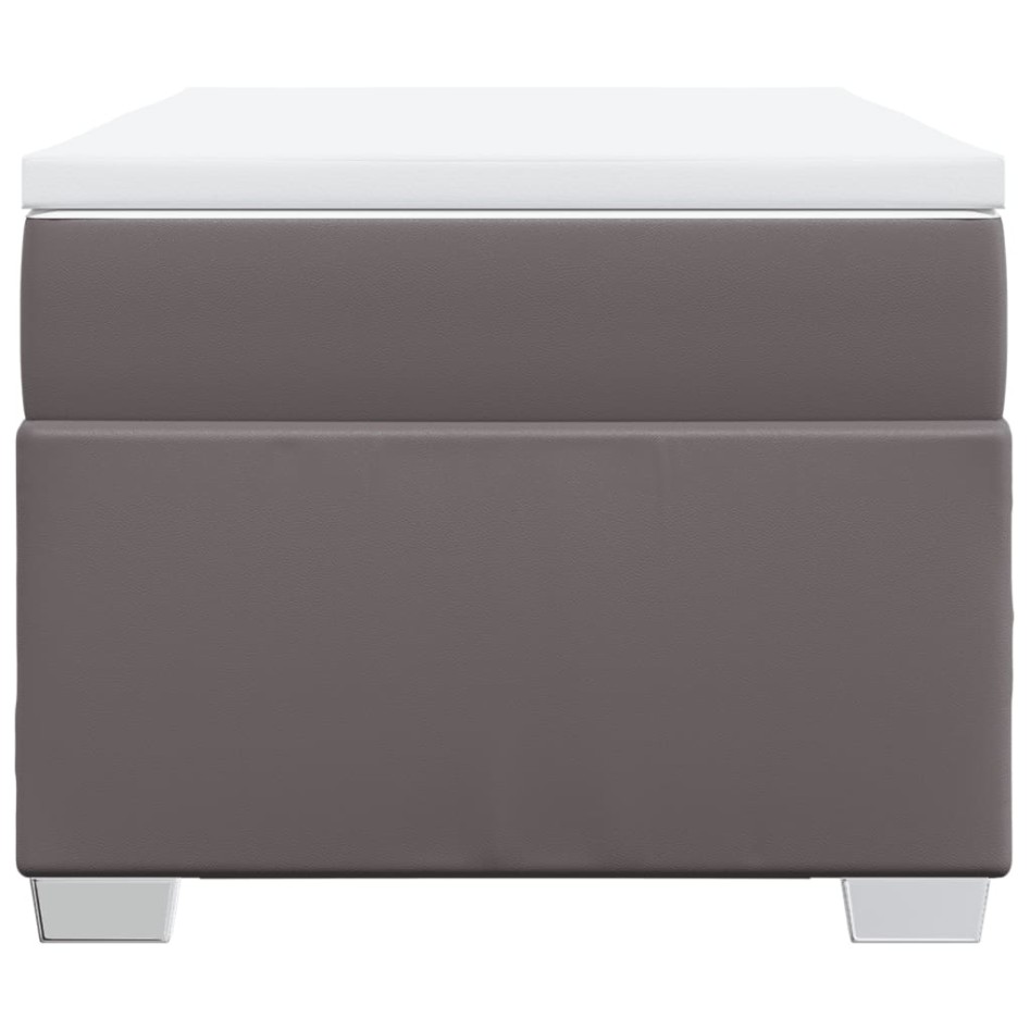 Cama box spring con colchón cuero sintético gris 80x200