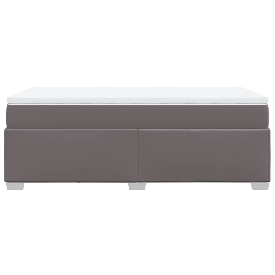 Cama box spring con colchón cuero sintético gris 80x200