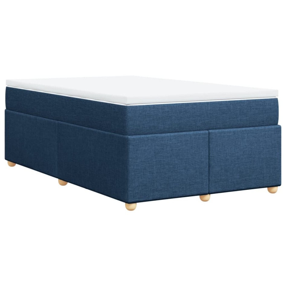 Cama box spring con colchón tela azul 120x190