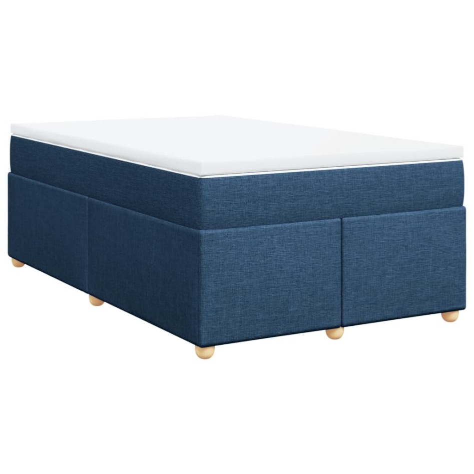 Cama box spring con colchón tela azul 120x190