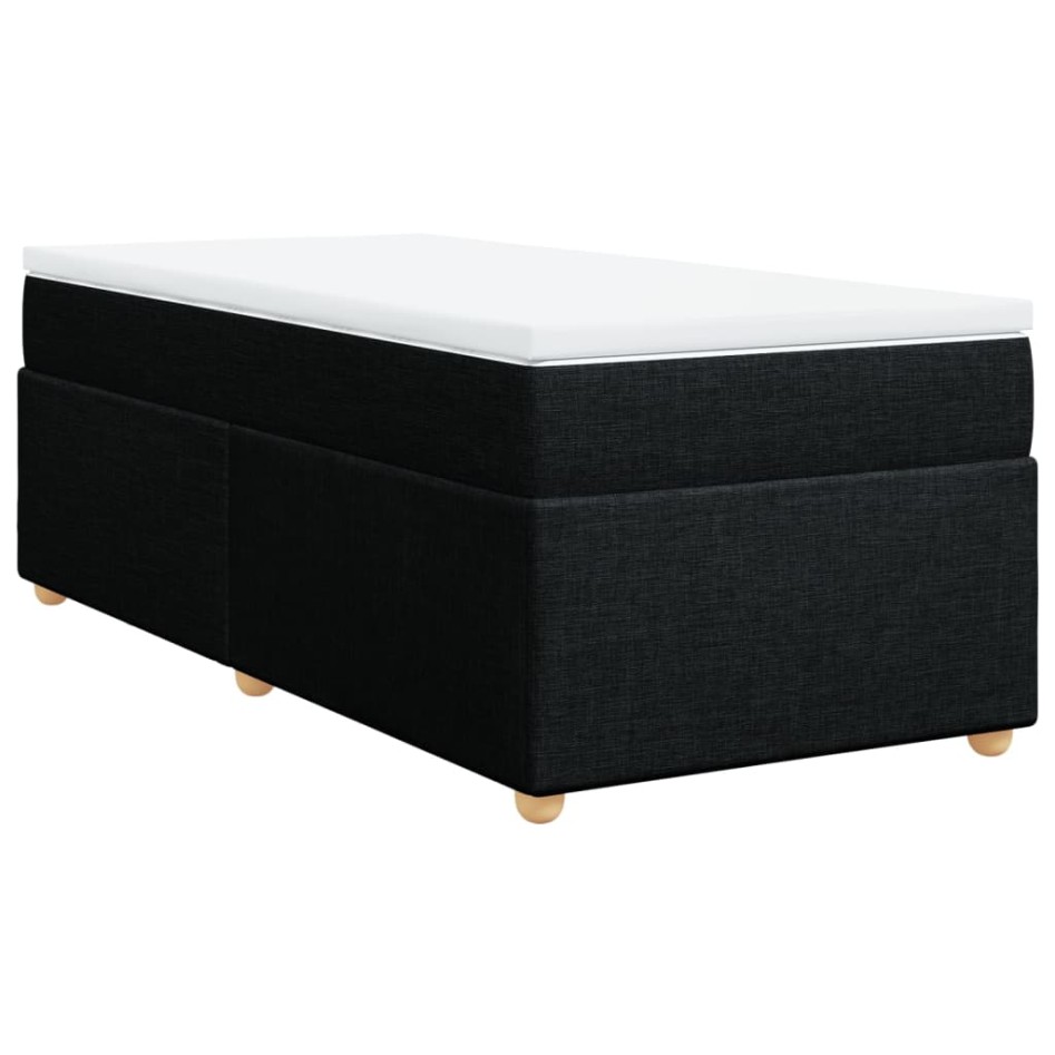 Cama box spring con colchón tela negro 80x200