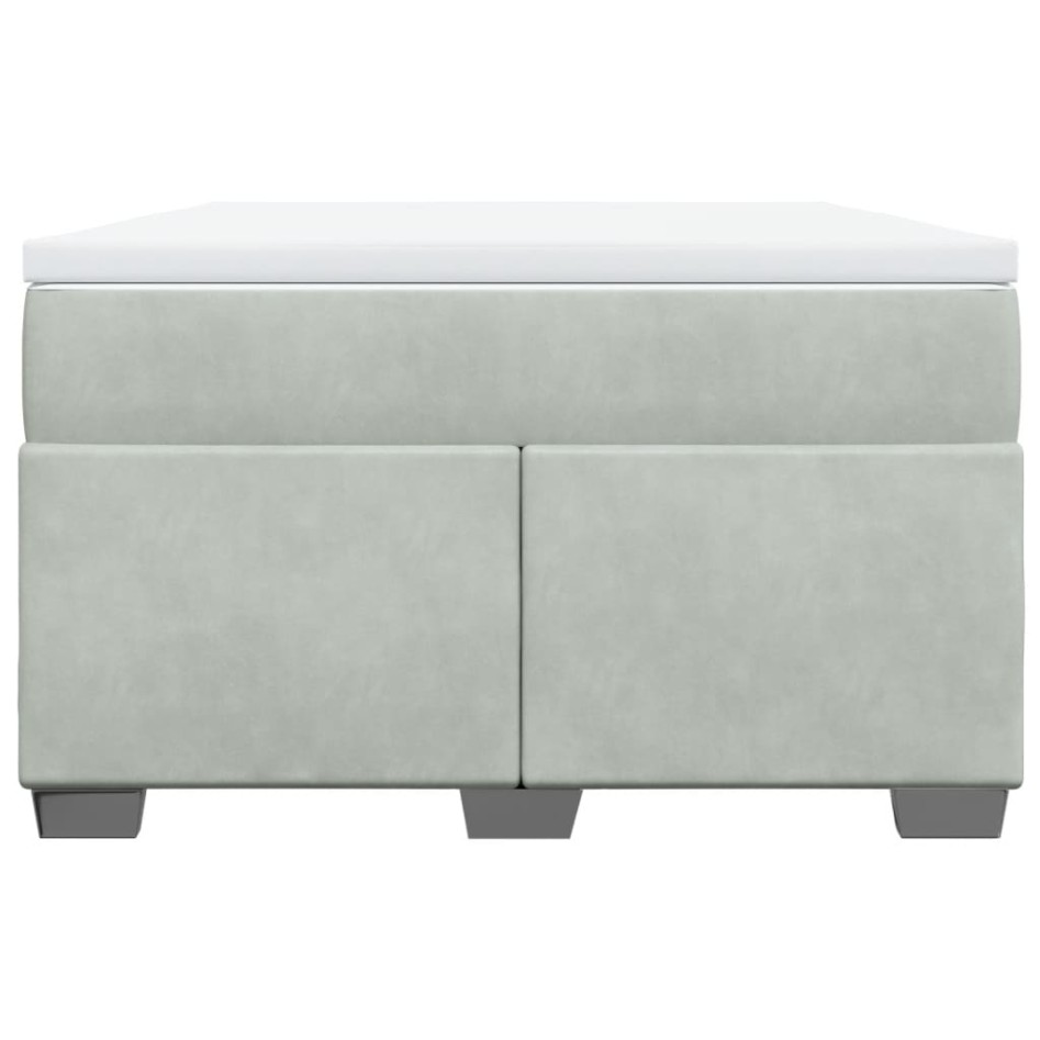 Cama box spring con colchón terciopelo gris claro 120x190