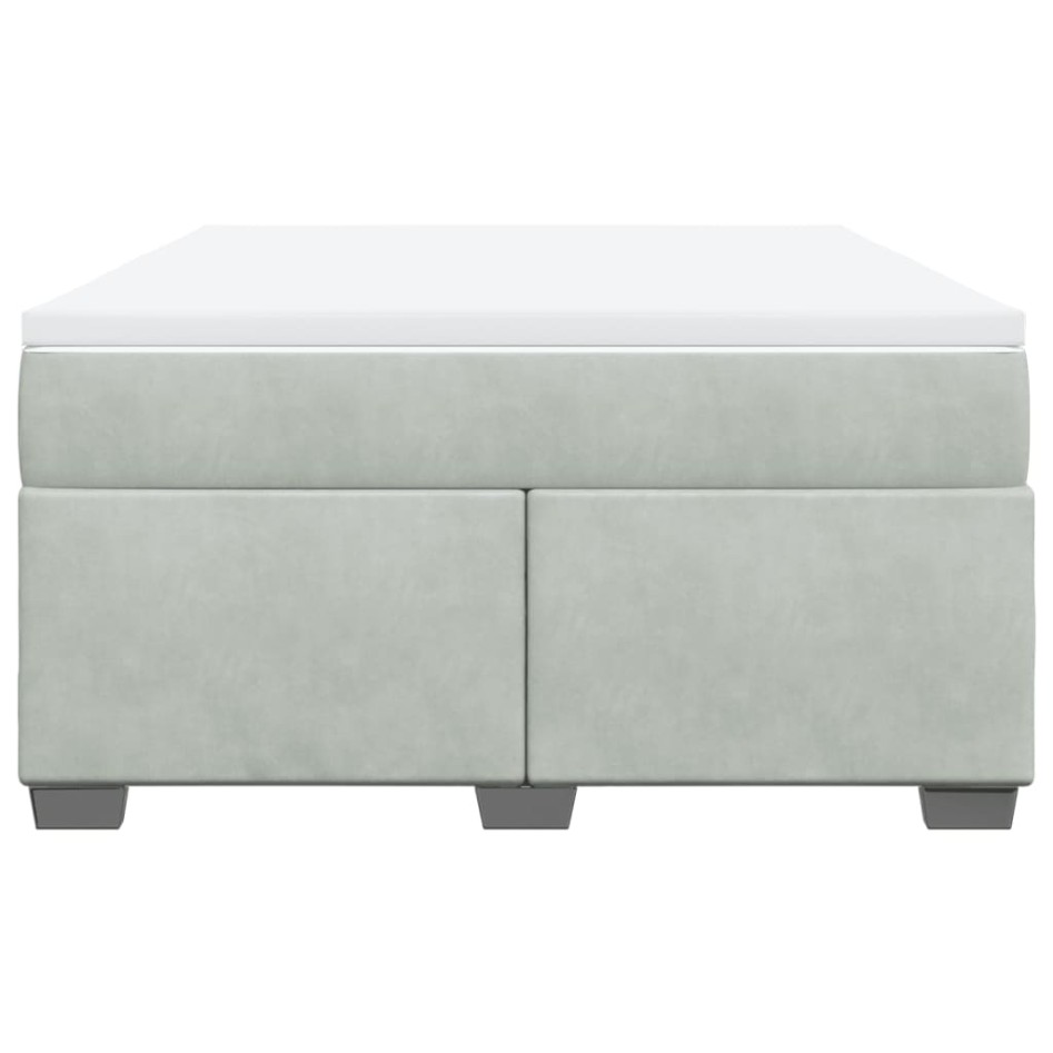 Cama box spring con colchón terciopelo gris claro 140x190