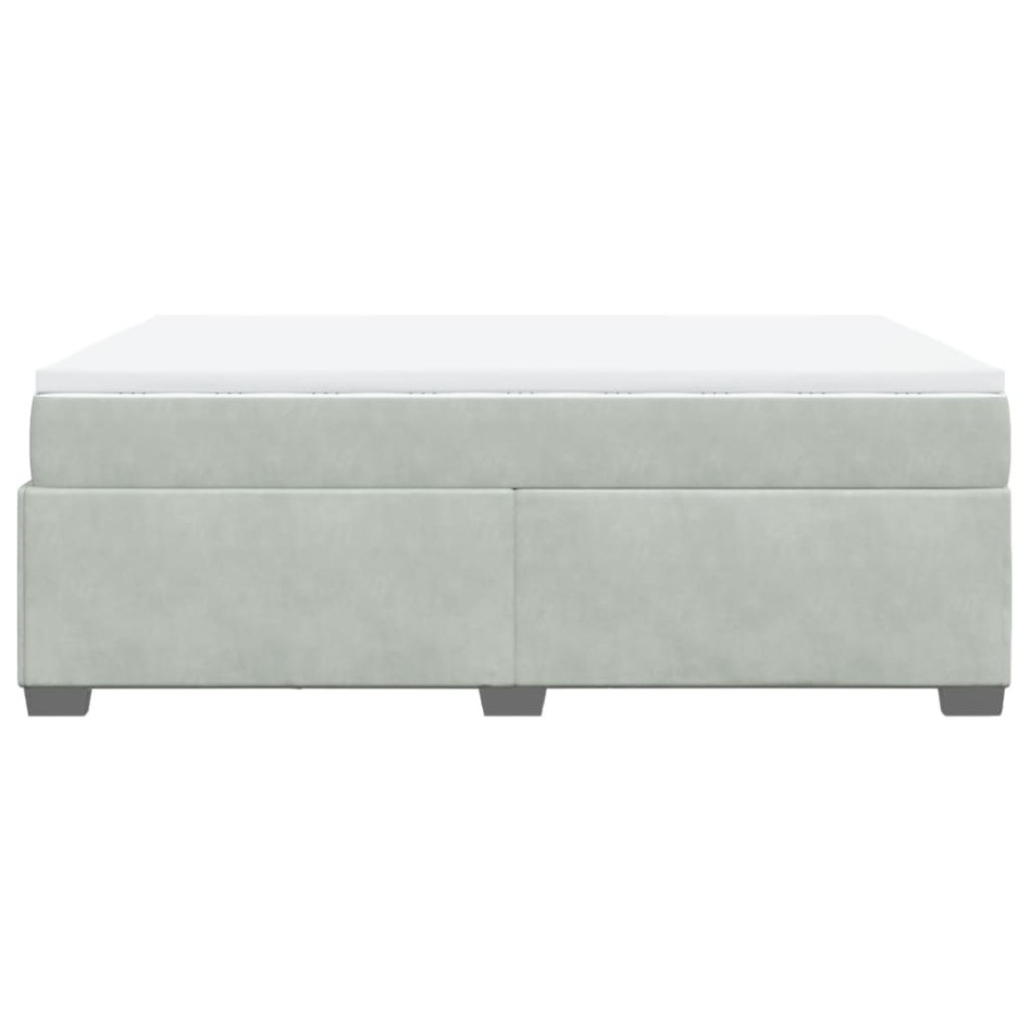 Cama box spring con colchón terciopelo gris claro 140x190