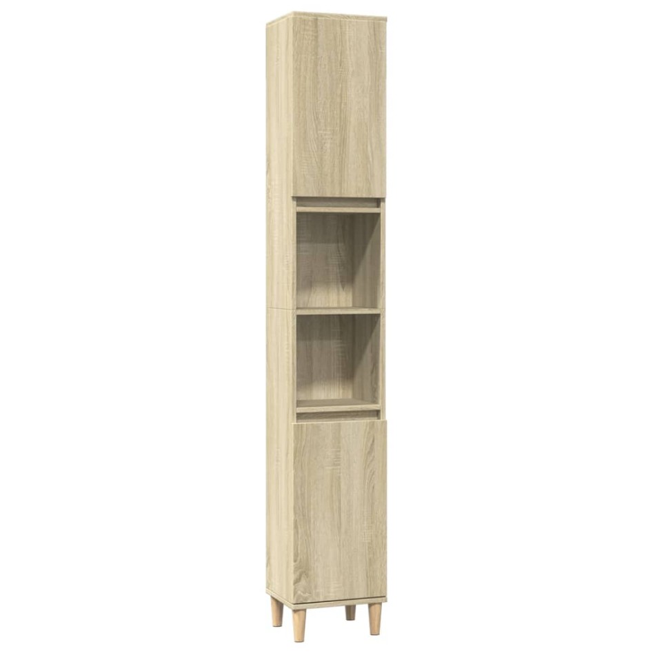 Set de muebles de baño 3 pzas madera contrachapada roble