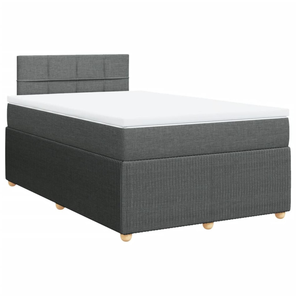 Cama box spring con colchón tela gris oscuro 120x200
