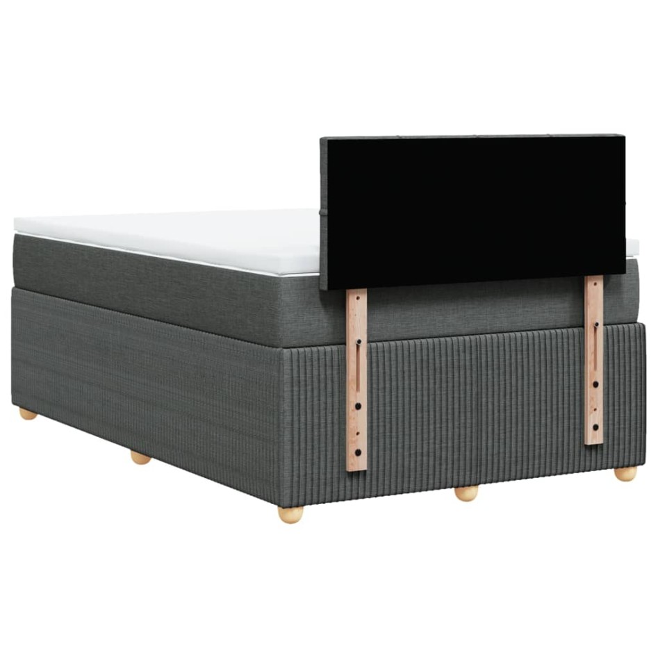 Cama box spring con colchón tela gris oscuro 120x200