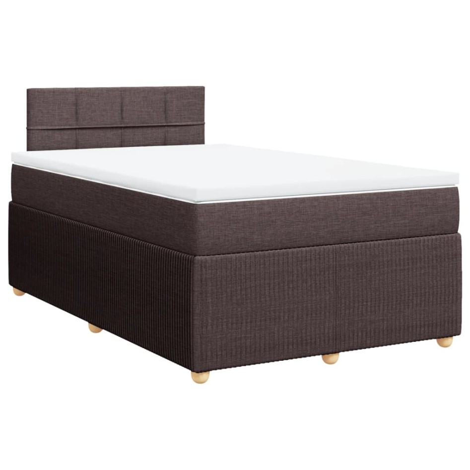 Cama box spring con colchón tela marrón oscuro 120x200