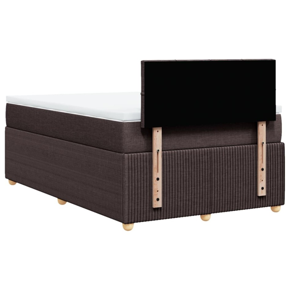 Cama box spring con colchón tela marrón oscuro 120x200