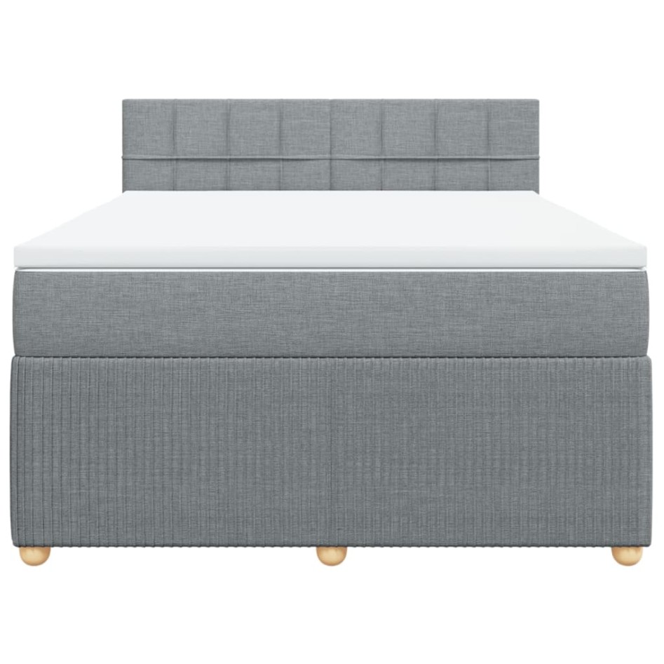 Cama box spring con colchón tela gris claro 140x190