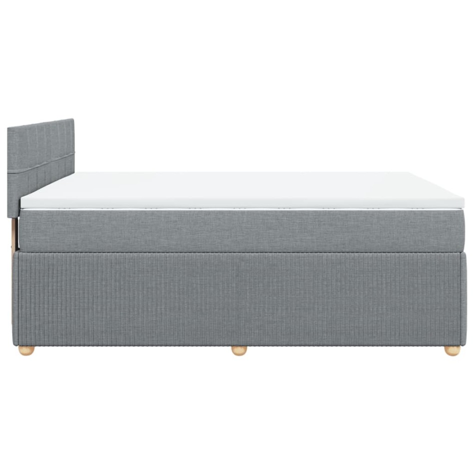 Cama box spring con colchón tela gris claro 140x190
