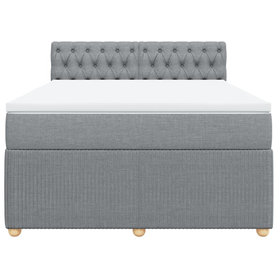 Cama box spring con colchón tela gris claro 140x190