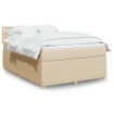 Cama box spring con colchón tela color crema 140x190 cm